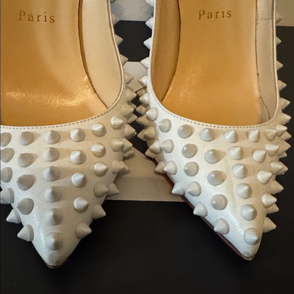 Christian Louboutin White Spiked Pumps - Picture 7 of 7
